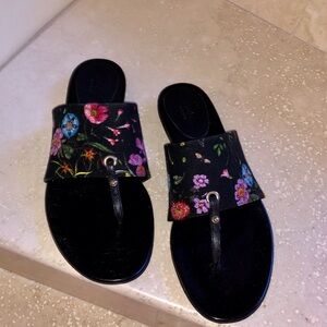 Gucci Black Flora Canvas Sandal